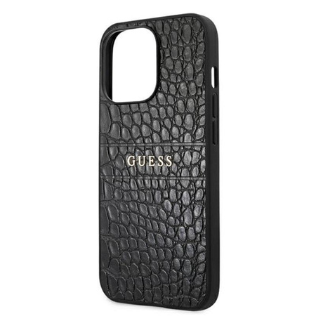 Guess Croco Stamp Lines - Coque iPhone 13 Pro Max (noir)