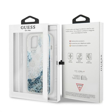 Guess Peony Liquid Glitter - iPhone 13 Tasche (blau)
