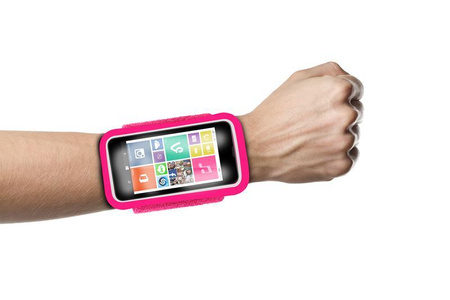 PURO Running Band - Universal running wristband for smartphones max 4.3" + key pocket (pink)