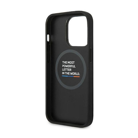 BMW Leather Hot Stamp Tricolor MagSafe - iPhone 14 Pro Max Case (Black)