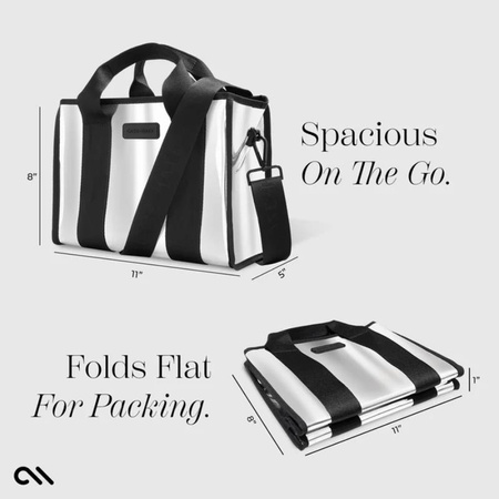 Case-Mate Mini Travel Tote Bag - Waterproof travel shoulder bag (Silver Chrome)