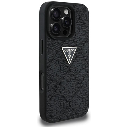 Guess Hot Stamp 4G Pattern Triangle Metal Logo - Case for iPhone 16 Pro Max (black)