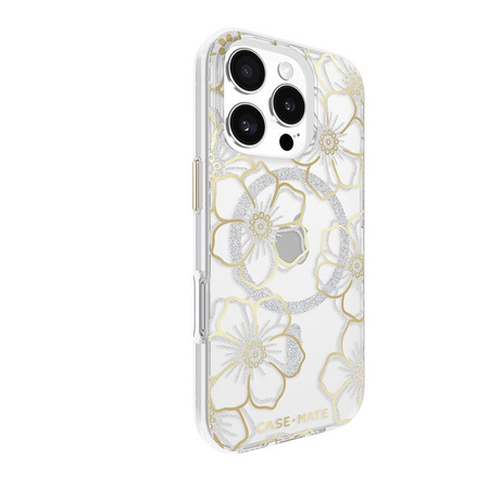 Case-Mate Floral Gems MagSafe - Hülle für iPhone 16 Pro (Gold)