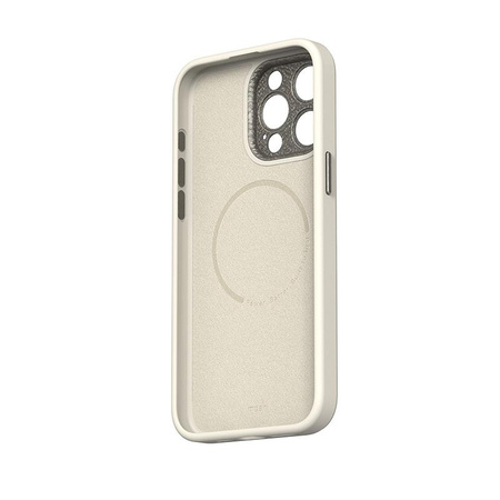 Moshi Napa MagSafe - Étui en cuir pour iPhone 15 Pro Max (Eggnog White)