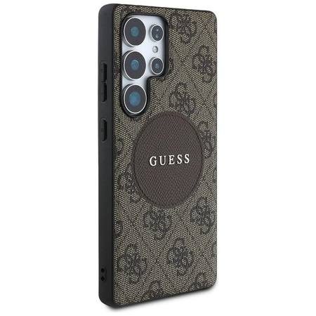 Guess 4G Round Patch Classic Logo MagSafe - étui pour Samsung Galaxy S25 Ultra (marron)