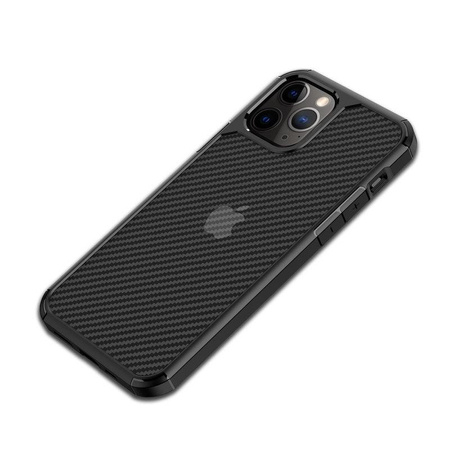 Crong Hybrid Carbon - Custodia per iPhone 12 Pro Max (Nero)