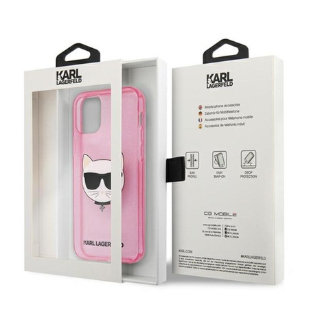 Karl Lagerfeld Choupette Head Glitter - iPhone 12 / iPhone 12 Pro Case (pink)