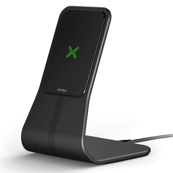 XVIDA (POWER 2) Wireless Charging Desk Stand - Qi 7.5W induktives Ladegerät für den Schreibtisch, Aluminium (schwarz)