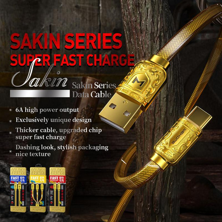 WEKOME WDC-161 Sakin Series - USB-A to Micro USB Fast Charging 6A Connection Cable 1 m (Gold)