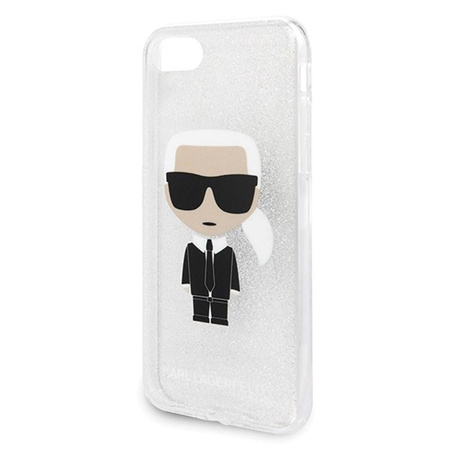Karl Lagerfeld Iconic Karl - iPhone SE 2020 / 8 / 7 Tasche (Silber Glitter)
