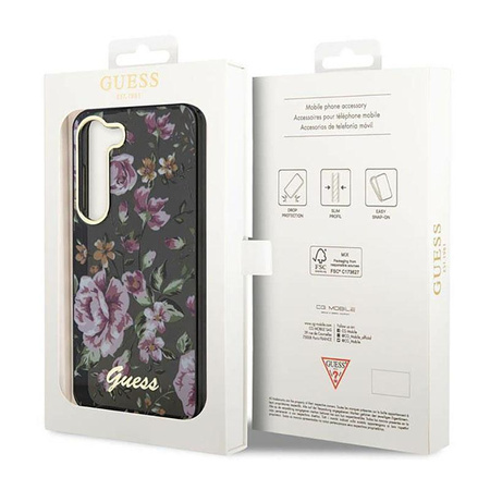 Guess Flower Collection - Étui pour Samsung Galaxy S23+ (noir)