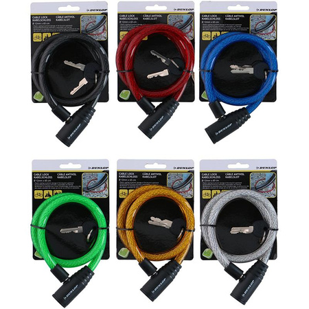 Dunlop - Kulcsos spirál kerékpárzár 65 cm (piros)