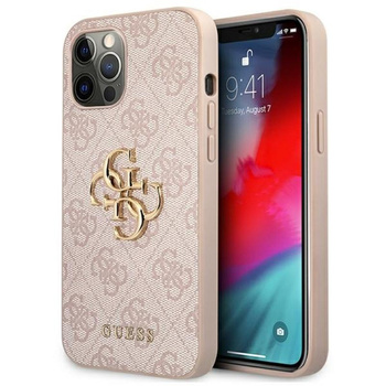 Guess 4G Big Metal Logo - pouzdro pro iPhone 12 Pro Max (růžové)