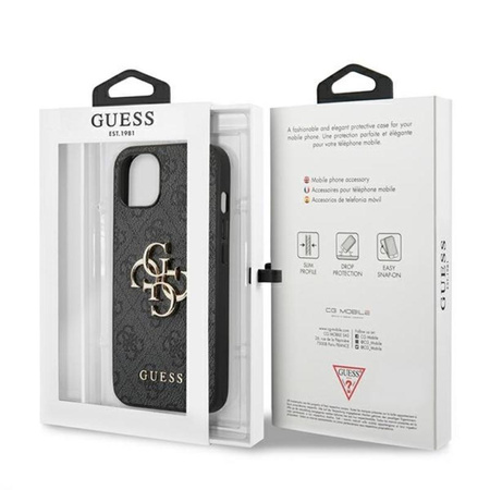 Guess 4G Big Metal Logo - pouzdro pro iPhone 13 (šedé)