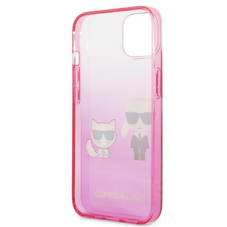 Karl Lagerfeld Farbverlauf Ikonik Karl & Choupette - iPhone 13 Tasche (rosa)