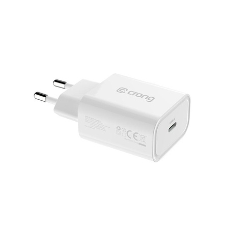 Chargeur de voyage USB-C Crong - Chargeur secteur USB-C Power Delivery 20W (blanc)