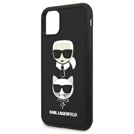 Karl Lagerfeld 3D Rubber Karl & Choupette Heads - Coque iPhone 11 (noir)