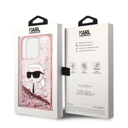 Karl Lagerfeld Liquid Glitter NFT Karl's Head - iPhone 14 Pro Tasche (rosa)