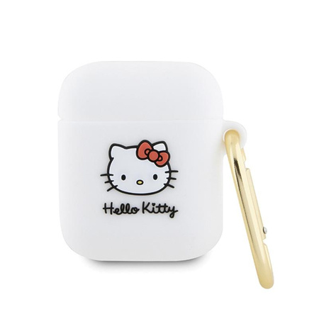 Hello Kitty Silikonová 3D hlava kočičky - pouzdro pro AirPods 1/2 generace (bílé)