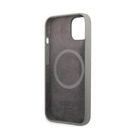 Guess Silicone Logo Plate MagSafe - iPhone 13 Case (gris)