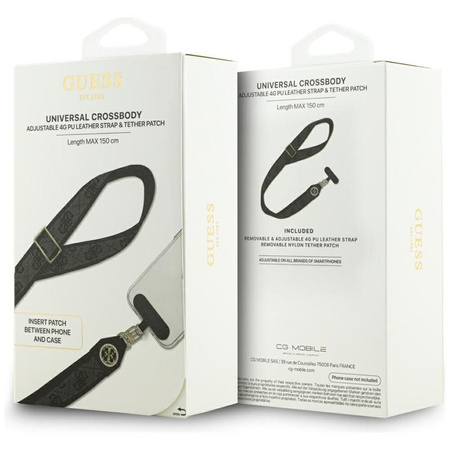 Guess Universal Crossbody Strap 4G Tether Patch Strass Metal Logo - Universal Phone Strap / Lanyard (Black)