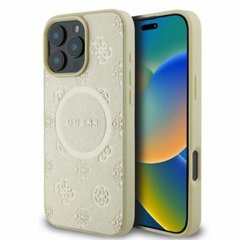 Guess Saffiano Peony Classic Logo MagSafe - iPhone 16 Pro tok (arany)