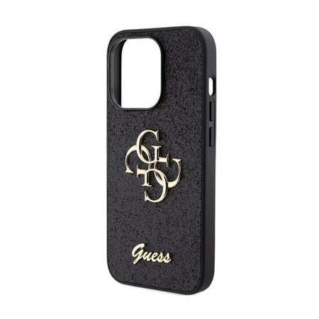 Guess Glitter Script Big 4G - Hülle für iPhone 15 Pro Max (Schwarz)