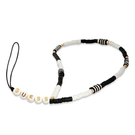 Guess Phone Strap Heishi Beads – Zawieszka do telefonu (Black/White)