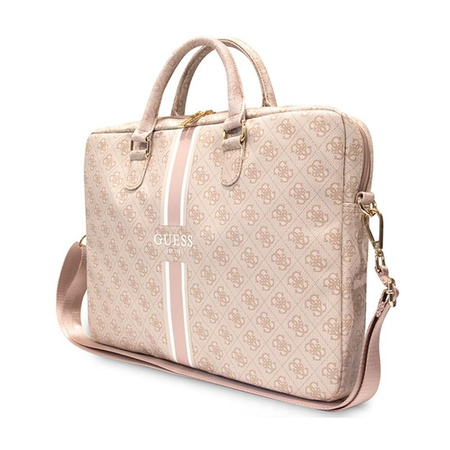 Guess 4G Sacoche pour ordinateur à rayures imprimées - Sacoche pour ordinateur portable 16" (rose)