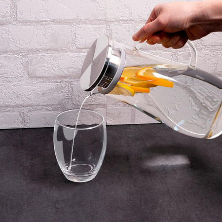 KARAFKA NA WODĘ ALPINA ZE SZKŁA BOROKRZEMOWEGO Z UCHYWYTEM DO HERBATY 1,4 L