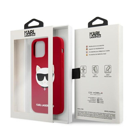 Karl Lagerfeld Choupette Head Silicone - Coque iPhone 12 / iPhone 12 Pro (rouge)