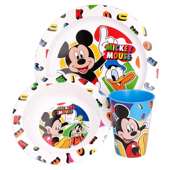 Mickey Mouse - Service de vaisselle micro-ondable (assiette, bol, tasse de 265 ml) (blanc)