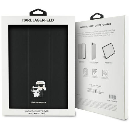 Karl Lagerfeld Book Cover Saffiano Magnetic Karl & Choupette - Étui pour iPad Air 11 M3 (2025) / iPad Air 11" (noir) M2 (2024) (noir)