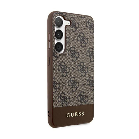 Pouzdro Guess 4G Bottom Stripe Metal Logo Collection - Samsung Galaxy S24+ (hnědé)