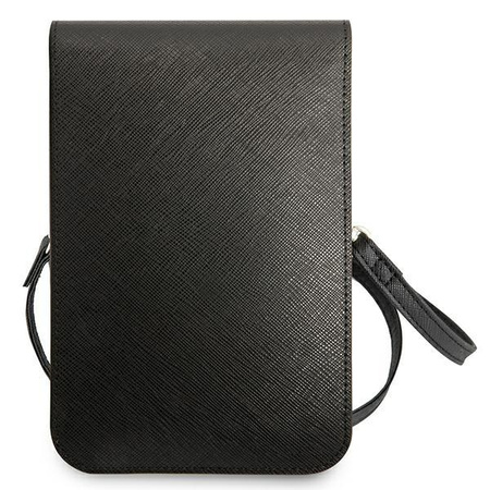 Guess Wallet Saffiano Triangle Logo Phone Bag (Black)