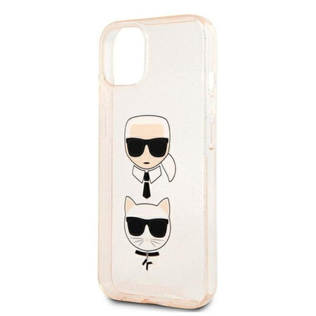 Karl Lagerfeld Glitter Karl & Choupette Head - pouzdro na iPhone 13 (zlaté)