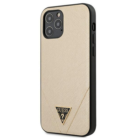 Guess Saffiano V - pouzdro pro iPhone 12 Pro Max (zlaté)