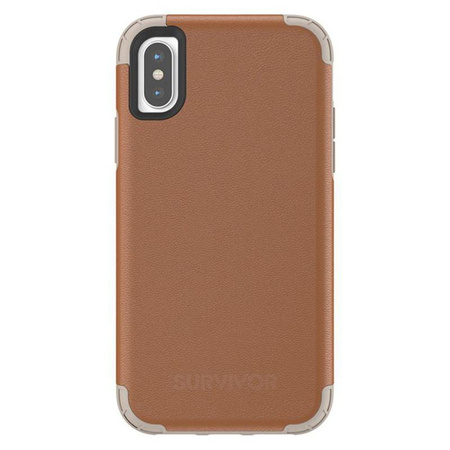 Griffin Survivor Prime Leather - Coque blindée pour iPhone X (marron)