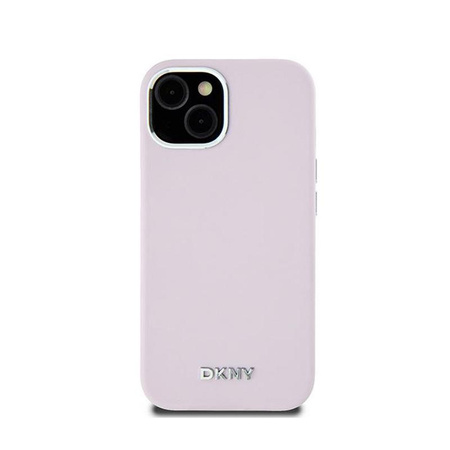 DKNY Liquid Silicone Small Metal Logo MagSafe - Etui iPhone 15 Plus / 14 Plus (różowy)