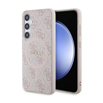 Guess 4G Collection bőr fém logós MagSafe - Samsung Galaxy S24 tok (rózsaszín)