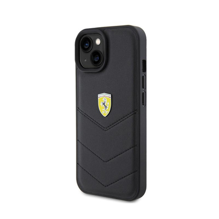 Ferrari Quilted Metal Logo - pouzdro pro iPhone 15 (černé)