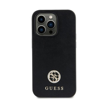 Guess 4G Strass Metal Logo - pouzdro pro iPhone 15 Plus (černé)