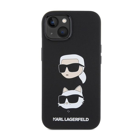 Karl Lagerfeld szilikon Karl & Choupette fejek - iPhone 15 Plus tok (fekete)