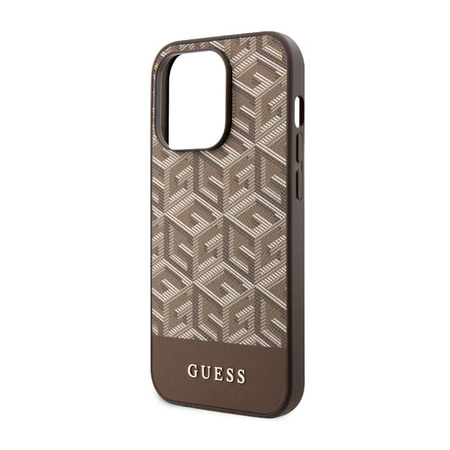 Guess GCube Stripes MagSafe - iPhone 14 Pro Max Case (Brown)