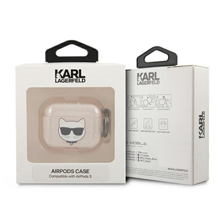 Karl Lagerfeld Choupette Head Glitter - pouzdro na AirPods 3 (zlaté)