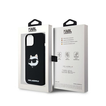 Karl Lagerfeld Silikonové pouzdro Choupette Head MagSafe - iPhone 15 Plus / 14 Plus (černé)