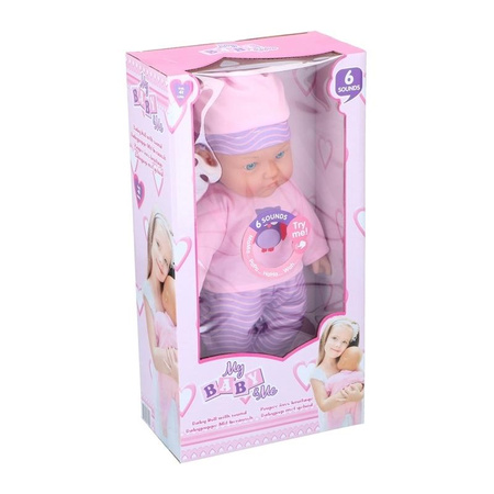 My baby & me - Interactive baby doll 41cm, 6 sounds (Pink & Purple)