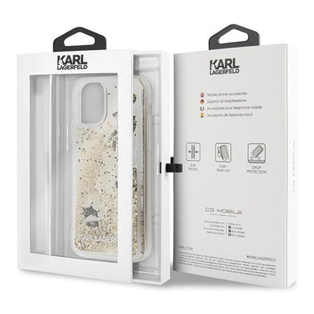 Karl Lagerfeld Glitter Liquid Floatting Charms - pouzdro na iPhone 11 (zlaté plovoucí přívěsky)