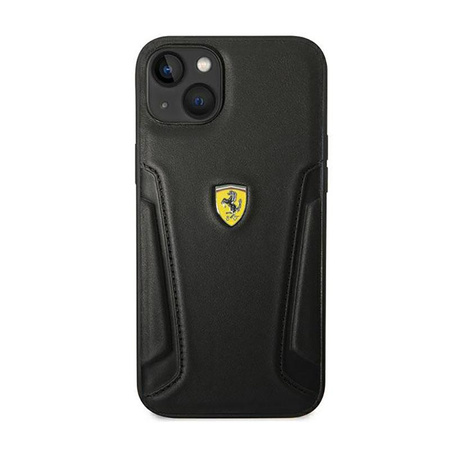 Ferrari Leather Stamp Sides - Hülle für iPhone 14 Plus (Schwarz)