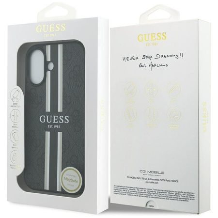 Guess 4G Printed Stripes MagSafe - Pouzdro iPhone 17 (černé)